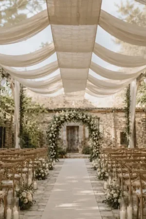 Tenture mariage Taupe 12 mètres Certifié