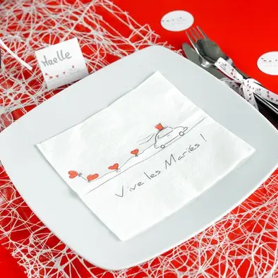 Serviette en papier Vive les mariés Blanche X20 Dernière Chance