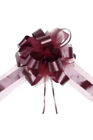 Promotion Saisonnière Noeud en tulle Bordeaux 50cm x2