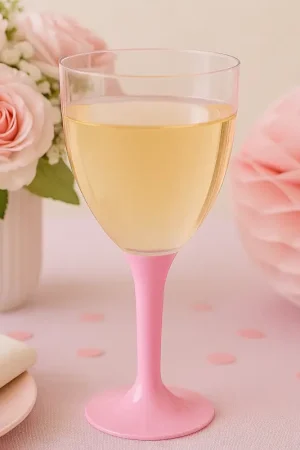 Verre à vin plastique réutilisable Rose x 20 Top Vente