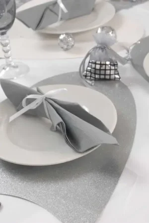 Paiement Sécurisé Set de table coeur pailleté Argent x2