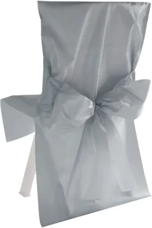 Offre Du Jour Housse de chaise satin Argent sans noeud x10