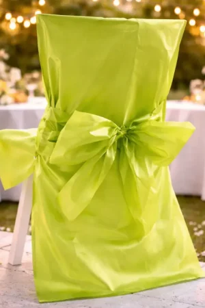 Marque Housse de chaise satin Vert anis avec noeud x10