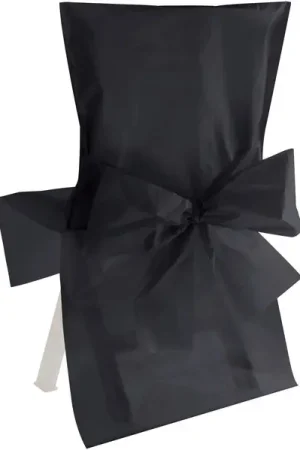 Expédié Aujourd'hui Housse de chaise satin Noire avec noeud x10
