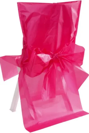 Housse de chaise satin Fuchsia avec noeud x10 Promotion