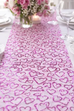 Chemin de table coeur Fuchsia Acheter En Ligne