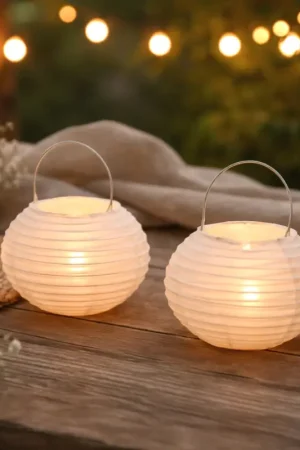 Boule lampion en papier 10cm Blanc X2 Super Prix