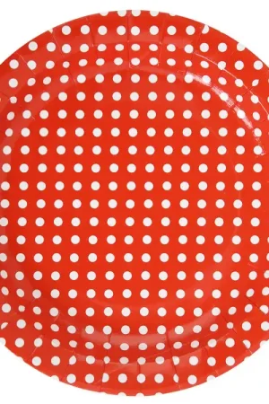 Commande En Gros Assiette jetable à pois Rouge 23cm X10
