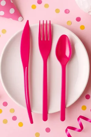 Ménagère Plastique Fuchsia x30 Vente Flash