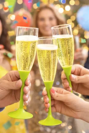 Haute Qualité Flûte à champagne plastique Vert anis 12 cl x 20 pièces