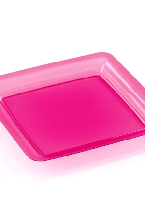 Assiette Plastique réutilisable Fuchsia 23x23cm x6 Prix Bas