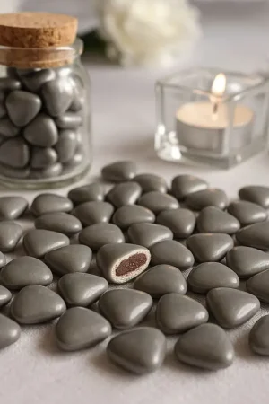 Dragées Coeur Chocolat Gris 500 gr Dernier Modèle