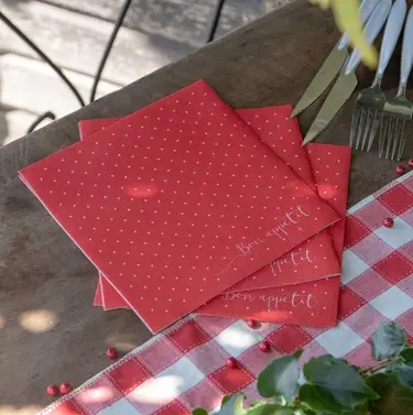 Must-Have Serviette en papier Airlaid Pois Rouge x 12 pièces
