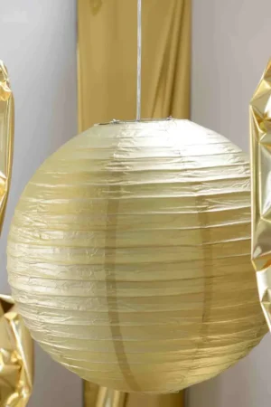 Boule en papier lampion métallisée Or 50 cm Authentique