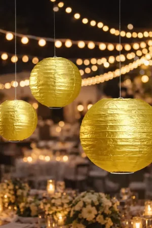 Bon Marché Boule en papier lampion métallisée Or 30 cm x 2 pièces