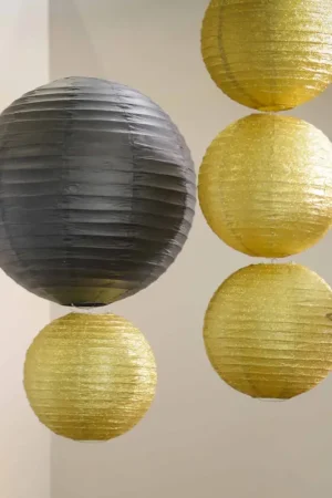 Boule en papier lampion Noir 50 cm Pas Cher