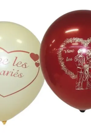 Nouvelle Collection Ballon Vive les Mariés Ivoire et Bordeaux 30 cm x 100 pièces