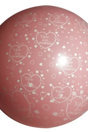 Ballon géant Vive les Mariés Rose impression Blanc 90 cm Affaire À Saisir