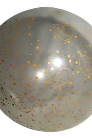 Réduction Ballon géant Vive les Mariés Transparent impression Or 90 cm