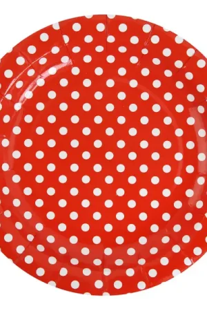 Commander Maintenant Assiette jetable à pois Rouge 18cm X10 pièces