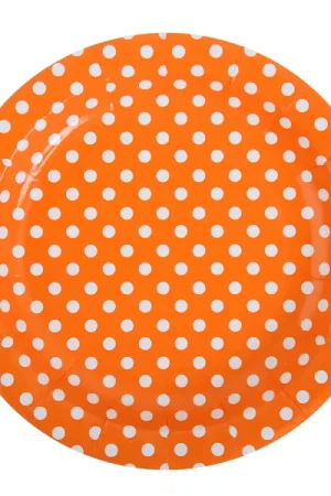 Assiette jetable à pois Orange 18cm X10 pièces Produit De Marque