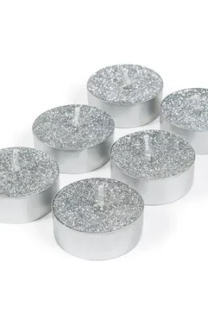 Offre Limitée Bougie Chauffe Plat Argent Pailleté x 4 pièces
