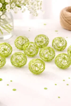 Boule en Métal Vert Anis x 12 pièces Super Prix