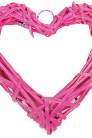 Usine Directe Coeur en Osier Ajouré Fuchsia 20 cm