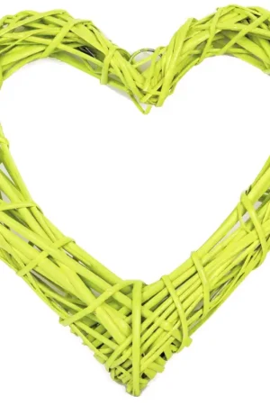 Offre Limitée Coeur en Osier Ajouré Vert Anis 20 cm