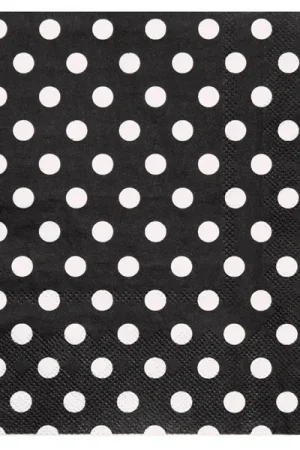 Serviette en papier à pois Noire x 20 Authentique