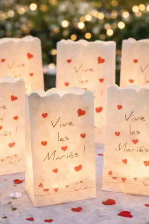 Bon Plan Photophore Vive les Mariés x 6 pièces
