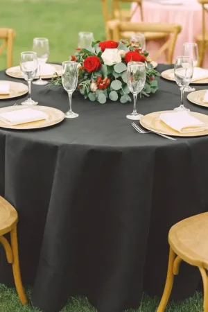 Petit Prix Nappe ronde noire en tissu intissé 240cm