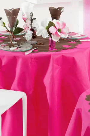 Pas Cher Nappe ronde mariage en tissu intissé Fuchsia 240 cm