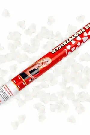 Paiement Sécurisé Canon à confettis Coeur Blanc 60 cm