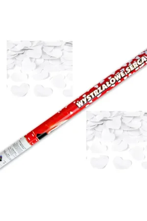 Super Prix Canon à confettis Coeur Blanc 80 cm