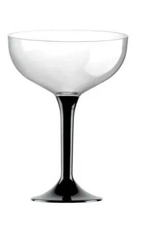 Dernière Chance Coupe à champagne en plastique avec pied Noir x 20 pièces