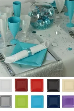 Commander Maintenant Assiette à dessert de Noel carré en plastique rigide x 12 pièces