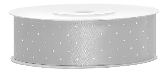 Ruban satin large Argent à Pois 25 mm x 25 mètres Usine Directe