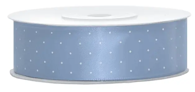 Bon Marché Ruban satin Bleu Ciel à Pois 25 mm x 25 mètres