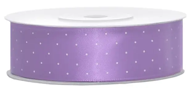 Offre Limitée Bobine de ruban satin à Pois Parme 25 mm x 25 m