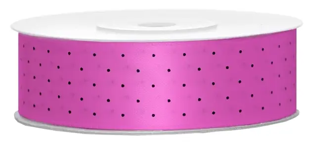 Ruban satin pas cher à pois Fuchsia 25 mm x 25 m Produit De Marque
