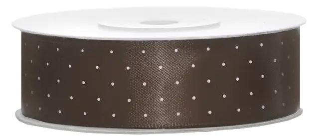 Produit De Marque Ruban Mariage Satin Large 25 mm à Pois Chocolat 25 mètres