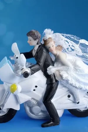 Paiement Sécurisé Figurine Mariage des Mariés sur Moto 12 cm