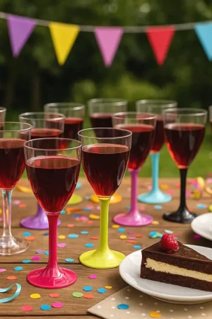 Verre à vin en plastique pas cher avec pied couleur x 20 pièces Acheter En Ligne