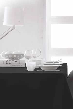 Nappe anti tache sans repassage rectangulaire Noire Must-Have