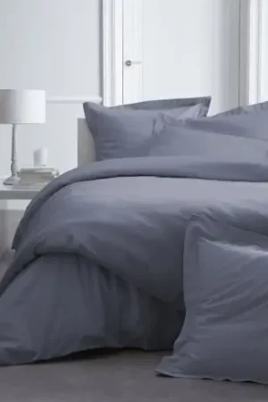 Housse de couette Unie Gris Foncé 220x240 cm en Percale Réduction