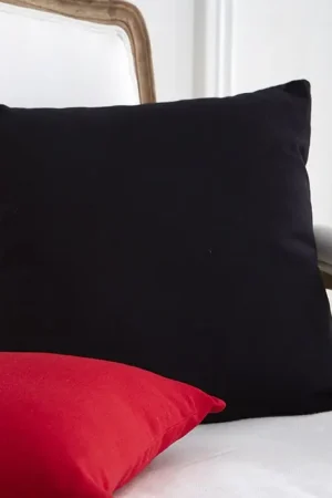 Coussin noir 40x40 cm déhoussable 100 % coton Vente Directe