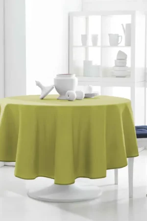 Certifié Nappe de table ronde 180 cm Anti Tache Vert Anis