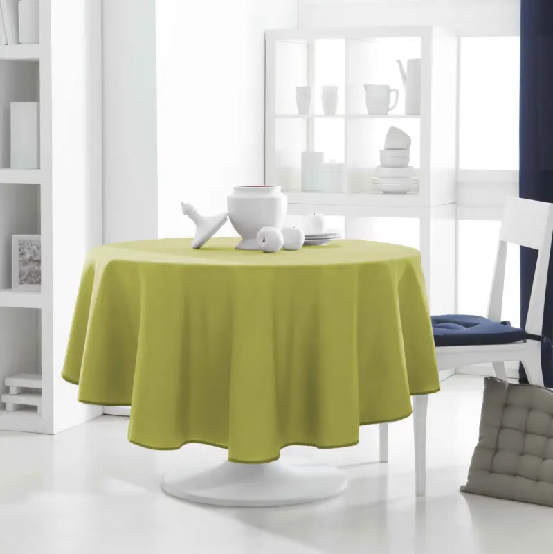 Certifié Nappe de table ronde 180 cm Anti Tache Vert Anis