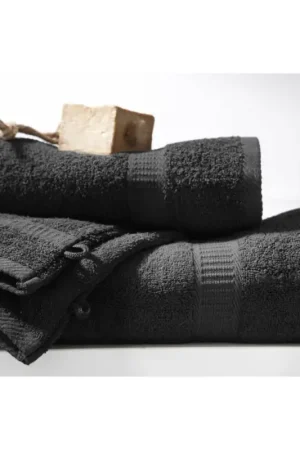 Maxi drap de bain noir 90x150 100 % coton Seulement Aujourd'hui